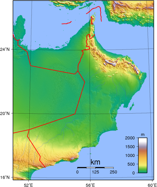Oman topographische Karte